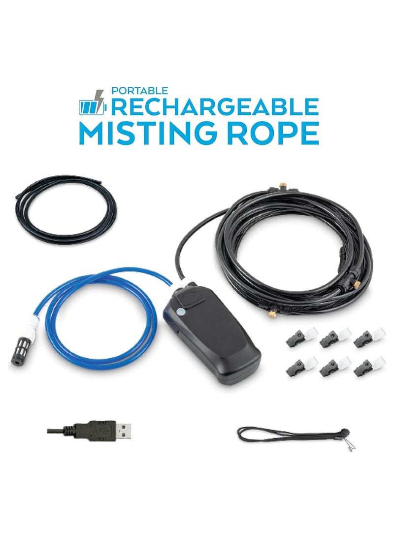 O2COOL - Rechargeable Outdoor Misting Rope, Up to 25 FT + 6 Mister Nozzles, NO Water Hose or Power Source Needed, Misters for Outside Patio or Misters for Reptiles Water Mister - Image 1