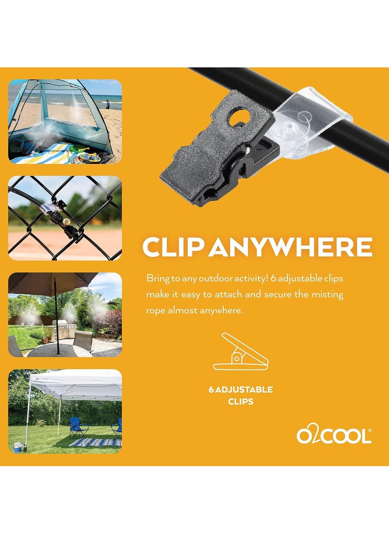O2COOL - Rechargeable Outdoor Misting Rope, Up to 25 FT + 6 Mister Nozzles, NO Water Hose or Power Source Needed, Misters for Outside Patio or Misters for Reptiles Water Mister - Image 1
