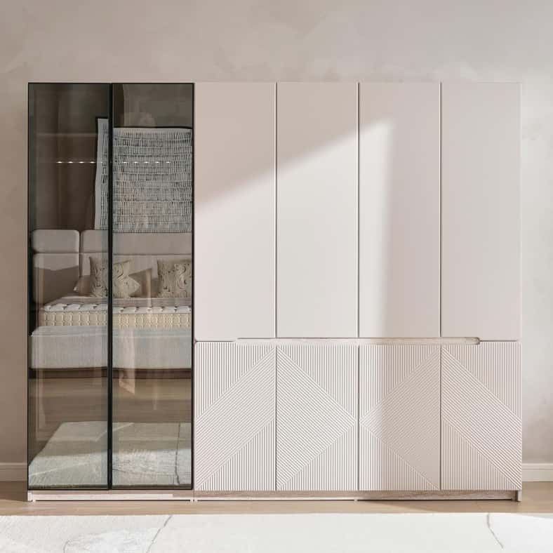 Pan Home خزانة ملابس IRMAV ذات 6 أبواب - كريمي - Image 3