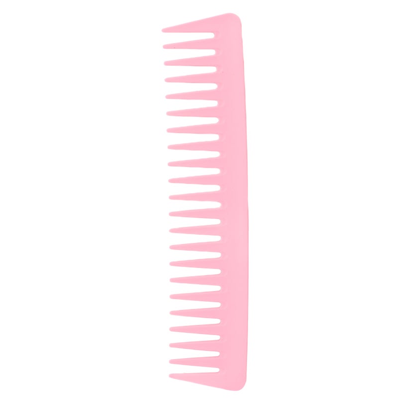 مشط أسنان عريضة مدورة كبير بدون مقبض لفك التشابك للشعر المجعد الرطب والجاف - وردي - Image 1