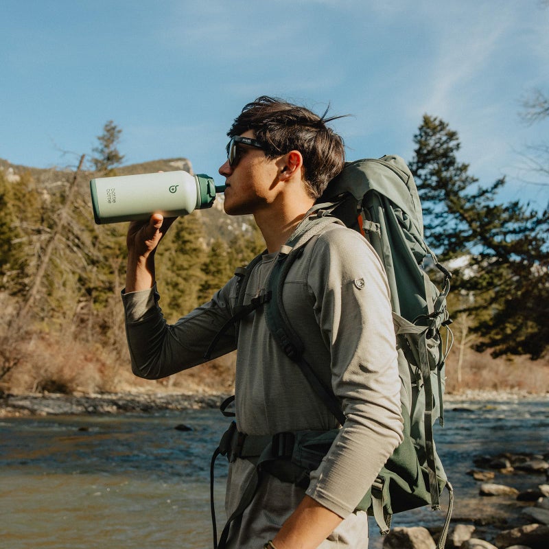 BOTTLE BOTTLE 32 oz Insulated Water Bottle Stainless Steel Sport Water Bottle with Straw Dual-use Lid Design for Gym with Pill Box (green) - Image 2