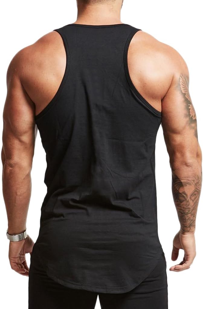 Magiftbox Mens Essential Longline Workout Stringer Cotton Tank Tops Gym Shirts Sports Vest T04 - Image 2