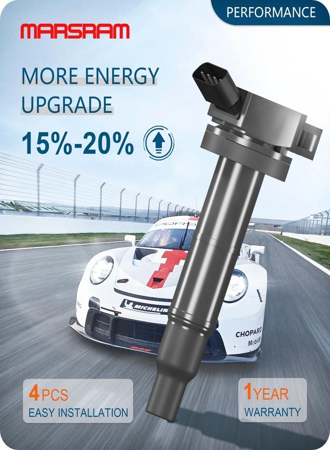 Marsram مجموعة ملفات إشعال Marsram UF333 لسيارات تويوتا RAV4 كامري كورولا سولارا هايلاندر ماتريكس موديلات 2001-2010، ولسيارات لكزس HS250h سعة 2.0 لتر و2.4 لتر، UF494، 9091902244، 9091902266، 4 قطع - Image 5