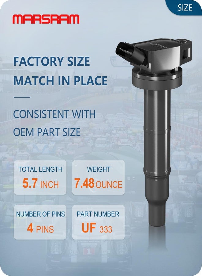 Marsram مجموعة ملفات إشعال Marsram UF333 لسيارات تويوتا RAV4 كامري كورولا سولارا هايلاندر ماتريكس موديلات 2001-2010، ولسيارات لكزس HS250h سعة 2.0 لتر و2.4 لتر، UF494، 9091902244، 9091902266، 4 قطع - Image 3