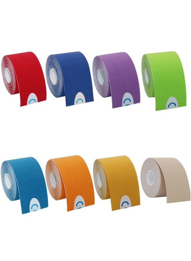 OBTANIM 8 Rolls Waterproof Breathable Kinesiology Tape, Athletic Elastic Kneepad Muscle Pain Relief Knee Taping for Gym Fitness Running Tennis Swimming (8 Colorful)  - Image 1