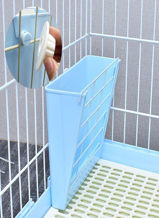 WEWAYKGJ Rabbit Litter Box Bunny Potty Box Guinea Pig Hay Rack Feeder Rabbits Corner Litter Pan Potty Trainer Pet Toilet with Cleaning Set for Hamster, Guinea Pig, Ferret and Other Animals (Blue) - Image 4