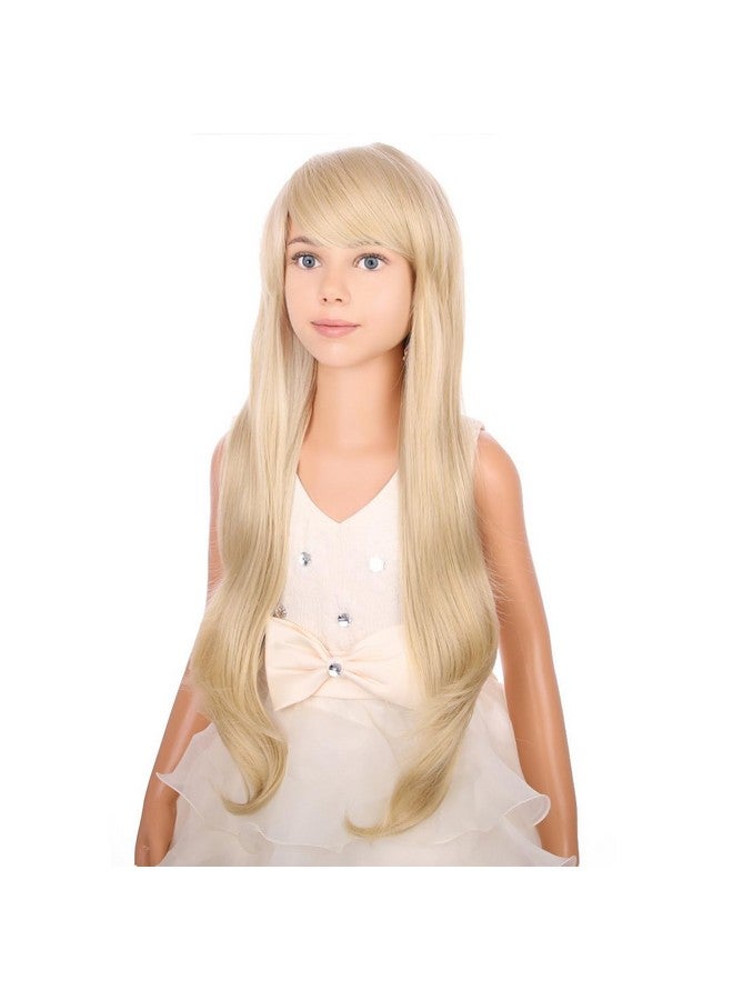 PATTNIUM Long Blonde Wavy Wig for Kids Child Blonde Wig with Bangs Girls Light Blonde Long Wigs Synthetic Wig with Wig Cap - Image 3