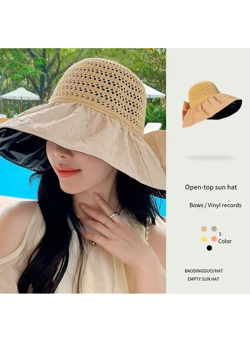 New Storage Bow Sunscreen Hat for Summer Sunshade, UV Protection, Outdoor Versatile, Large brimmed Fisherman's Hat  - Image 2