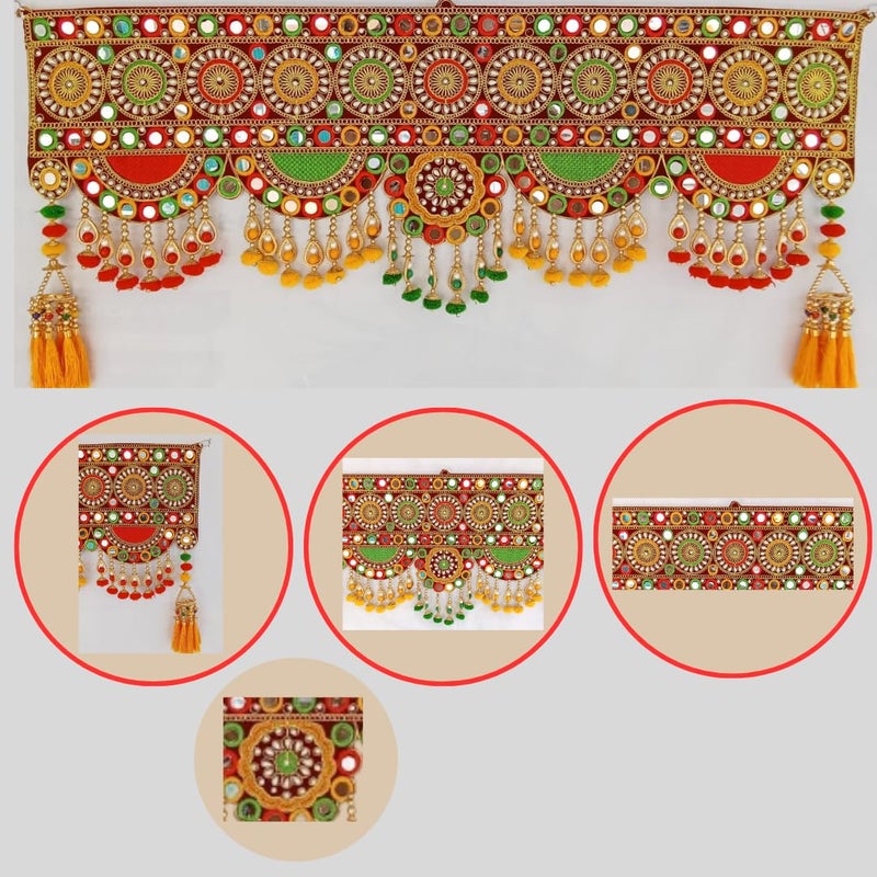 PREETENCYTraditional Glass Stone Multi Zula Pearl Plastic Beads Handmade Door HangingBandarwalToran for Door 37 inch Length and Height 17 INCH MulticolourLarge - Image 4