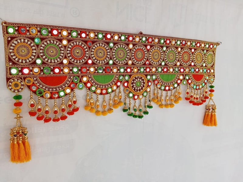 PREETENCYTraditional Glass Stone Multi Zula Pearl Plastic Beads Handmade Door HangingBandarwalToran for Door 37 inch Length and Height 17 INCH MulticolourLarge - Image 5