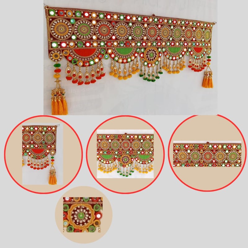 PREETENCYTraditional Glass Stone Multi Zula Pearl Plastic Beads Handmade Door HangingBandarwalToran for Door 37 inch Length and Height 17 INCH MulticolourLarge - Image 3