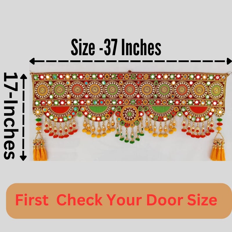 PREETENCYTraditional Glass Stone Multi Zula Pearl Plastic Beads Handmade Door HangingBandarwalToran for Door 37 inch Length and Height 17 INCH MulticolourLarge - Image 2