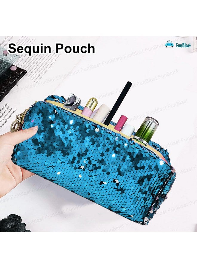 فنبلاست حقيبة فن بلاست الترترية للبنات والنساء - حقيبة كبيرة بسحاب، حقيبة متعددة الأغراض للأطفال والكبار، حقيبة سفر، حقيبة أدوات مكتبية، حقيبة مكياج، حقيبة عملات معدنية، حقيبة أنيقة للبنات - Image 5