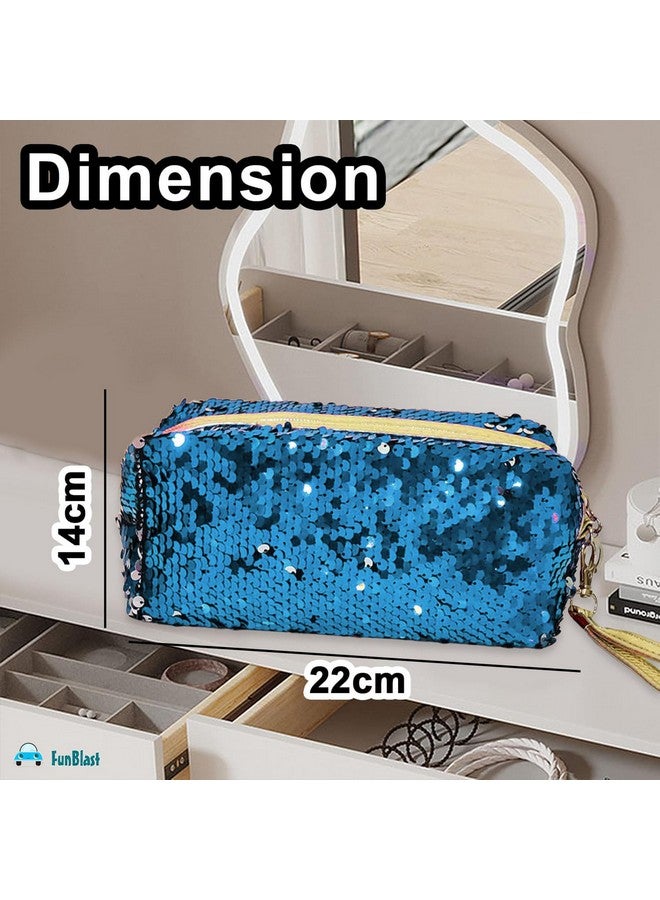 فنبلاست حقيبة فن بلاست الترترية للبنات والنساء - حقيبة كبيرة بسحاب، حقيبة متعددة الأغراض للأطفال والكبار، حقيبة سفر، حقيبة أدوات مكتبية، حقيبة مكياج، حقيبة عملات معدنية، حقيبة أنيقة للبنات - Image 2