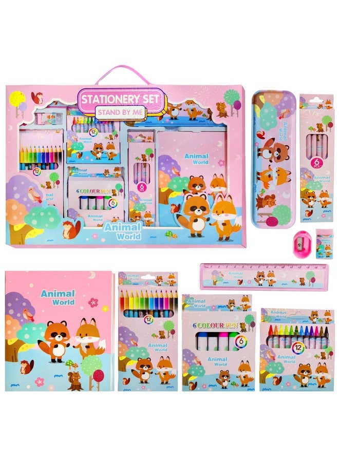 FunBlast Stationary Kit for Kids - Pencil Pen Book Eraser Sharpener Diary, Animal World Stationary Kit Set for Boys, Girls, Birthday Return Gift for Kids (Multicolor) (Animal World) - Image 1