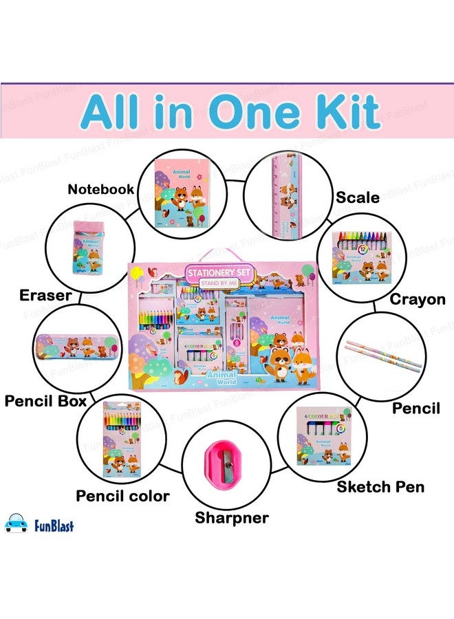 FunBlast Stationary Kit for Kids - Pencil Pen Book Eraser Sharpener Diary, Animal World Stationary Kit Set for Boys, Girls, Birthday Return Gift for Kids (Multicolor) (Animal World) - Image 3
