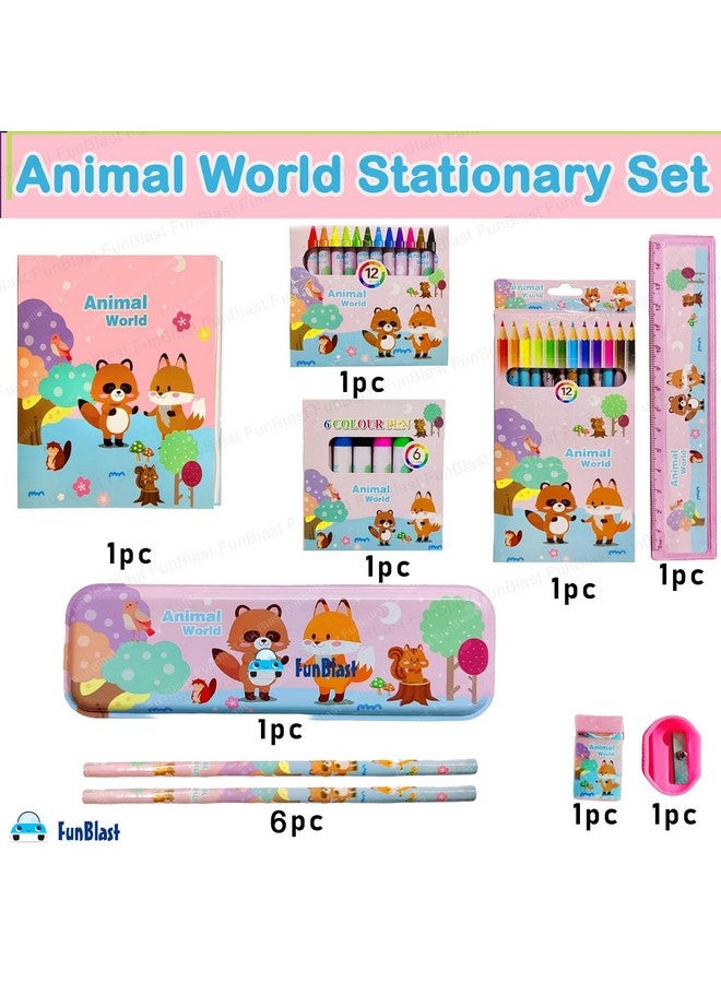 FunBlast Stationary Kit for Kids - Pencil Pen Book Eraser Sharpener Diary, Animal World Stationary Kit Set for Boys, Girls, Birthday Return Gift for Kids (Multicolor) (Animal World) - Image 5