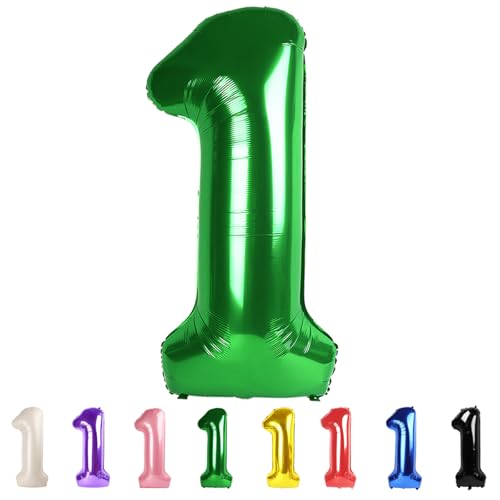 Mluchee Number Balloons 40 Inch Dark Green 1 Big One Balloons for 1st Birthday For Girl Boy 11 21 31 Balloons for Wedding Celebration Party Graduations - Image 1