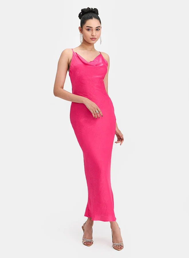Virgio VIRGIO Satin Cowl Neck Slip Maxi Dress