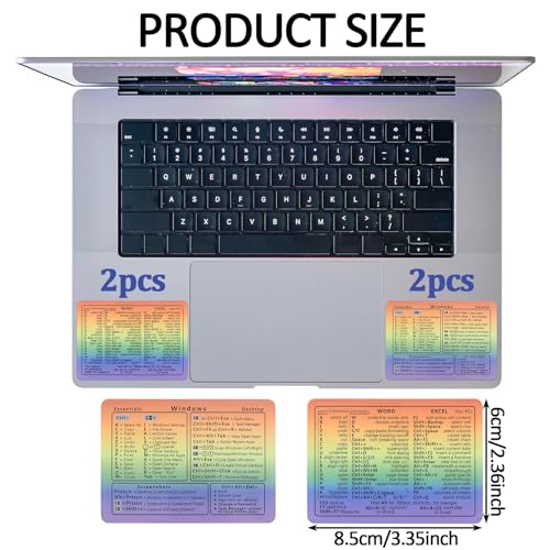 LLOUSSAK 4pcs Windows Shortcut Sticker, Excel Cheat Sheet, Shortcut Stickers for Laptop, Reference Guide Keyboard Shortcut Sticker, Laptop Keyboard Stickers, Keyboard Shortcuts Cheat Sheet(Gradient) - Image 2