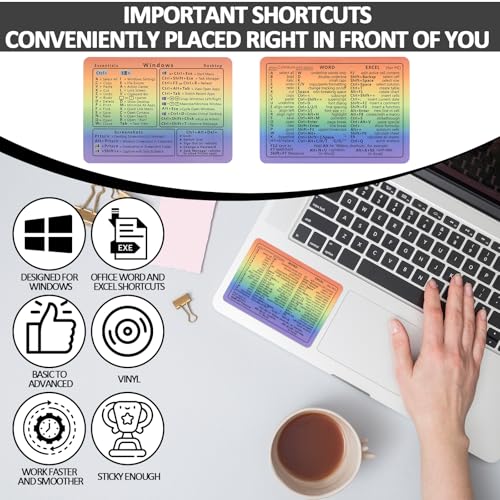 LLOUSSAK 4pcs Windows Shortcut Sticker, Excel Cheat Sheet, Shortcut Stickers for Laptop, Reference Guide Keyboard Shortcut Sticker, Laptop Keyboard Stickers, Keyboard Shortcuts Cheat Sheet(Gradient) - Image 3