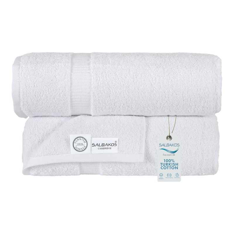 SALBAKOS  Premium Jumbo Bath Sheet 2 Pack 100 Turkish Cotton Absorbent  Ultra Comfy Bath Towel Sheets for Hotels  Spa  35x70 White - Image 1