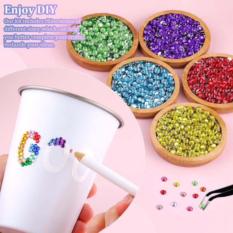 TINKRSTUFF 6600Pcs Resin Rhinestones for Bedazzling with Tweezers, Multicolor 5mm Rhinestones for Crafting with B7000 Jewelry Glue for DIY Crafts Clothing Tumblers Shoes Fabric Nail Art - Image 3