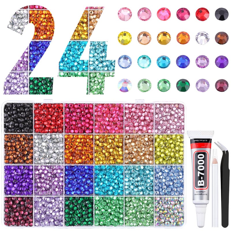 TINKRSTUFF 6600Pcs Resin Rhinestones for Bedazzling with Tweezers, Multicolor 5mm Rhinestones for Crafting with B7000 Jewelry Glue for DIY Crafts Clothing Tumblers Shoes Fabric Nail Art - Image 1