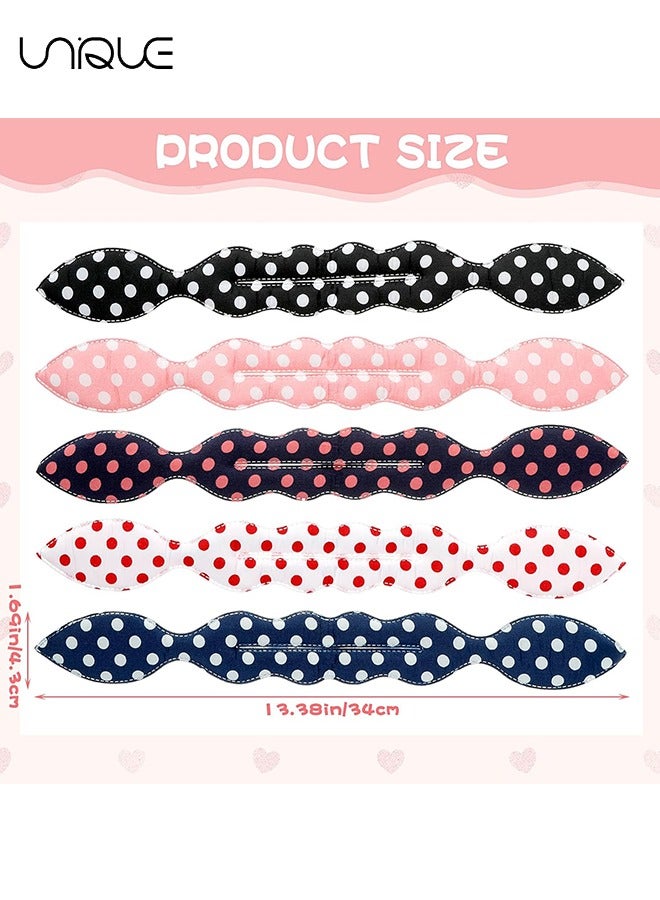 Unique Hair Bun Maker, 5 Pcs French Twist Donut Hair braiding tools Rabbits Ear Sponge Hair Twister Flexible Polka Dot Twister Hair Bun Holder Quick Hair Styling Accessories for Women Hair Curler - Image 2