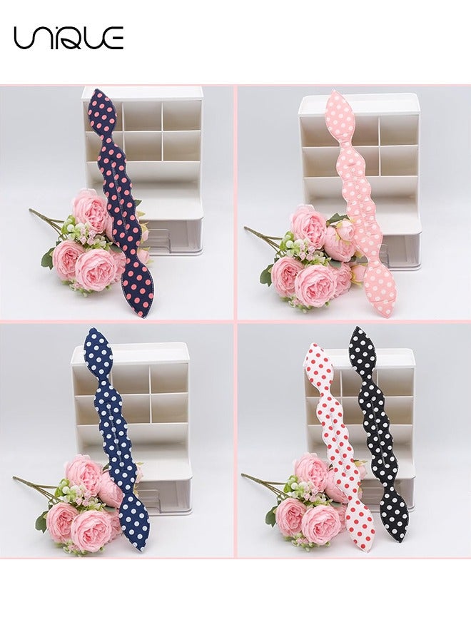 Unique Hair Bun Maker, 5 Pcs French Twist Donut Hair braiding tools Rabbits Ear Sponge Hair Twister Flexible Polka Dot Twister Hair Bun Holder Quick Hair Styling Accessories for Women Hair Curler - Image 5