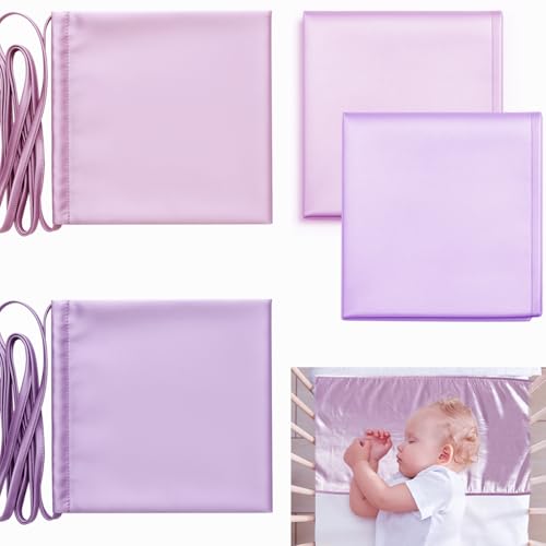 Okueejur 2 Pcs Satin Bassinet Sheet Baby Hair Protect Soft Silk Feeling Sheet Baby Bassinet for Rectangle Cradle Pad Mattress Newborn Infant (Pink+Purple) - Image 1