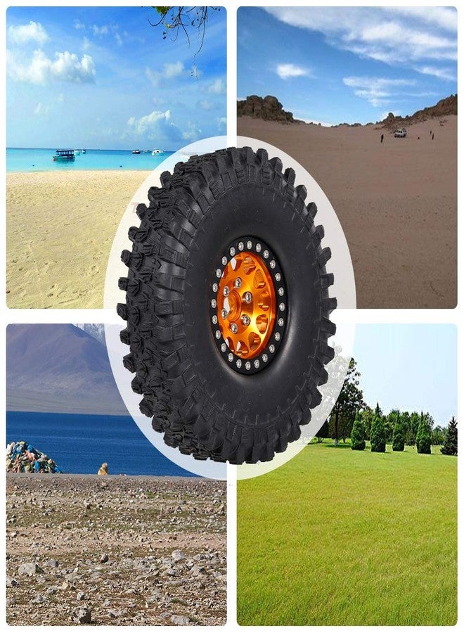 GoolRC 4PCS 1.9 Inch RC Crawler Rubber Tires with Metal Rim for 1/10 RC Rock Crawler Traxxas TRX-4 TRX-6 Axial Scx10 90046 RC4WD RC Car Parts (Golden) - Image 4