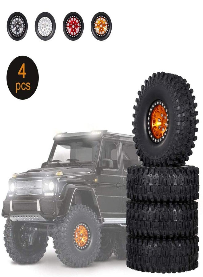 GoolRC 4PCS 1.9 Inch RC Crawler Rubber Tires with Metal Rim for 1/10 RC Rock Crawler Traxxas TRX-4 TRX-6 Axial Scx10 90046 RC4WD RC Car Parts (Golden) - Image 2