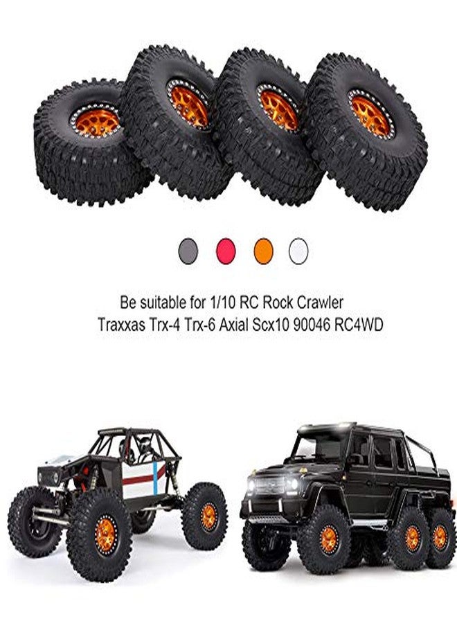 GoolRC 4PCS 1.9 Inch RC Crawler Rubber Tires with Metal Rim for 1/10 RC Rock Crawler Traxxas TRX-4 TRX-6 Axial Scx10 90046 RC4WD RC Car Parts (Golden) - Image 3