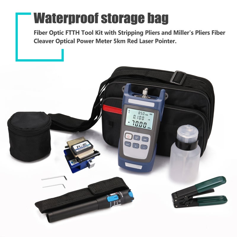 Fiber Optic FTTH Tool Kit with Stripping Pliers and Miller's Pliers Fiber Cleaver Optical Power Meter 5km Red Pointer - Image 5