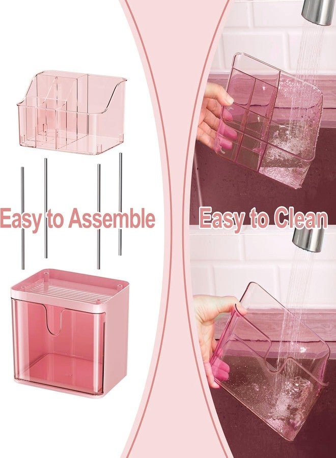 Dravina 3-Tier Makeup Organizer Storage Box | Vanity Tray for Cosmetics, Skincare Organizers, Stationery & Countertop Storage | Bathroom & Dressing Table Organizer, Ideal Gift for Women, Pink,35cm - Image 5
