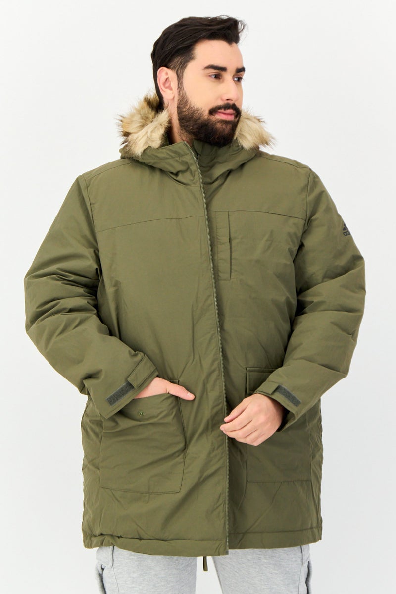 Adidas Men Sporstwear Fit Long Sleeve Outdoor Jacket, Olive - Image 1