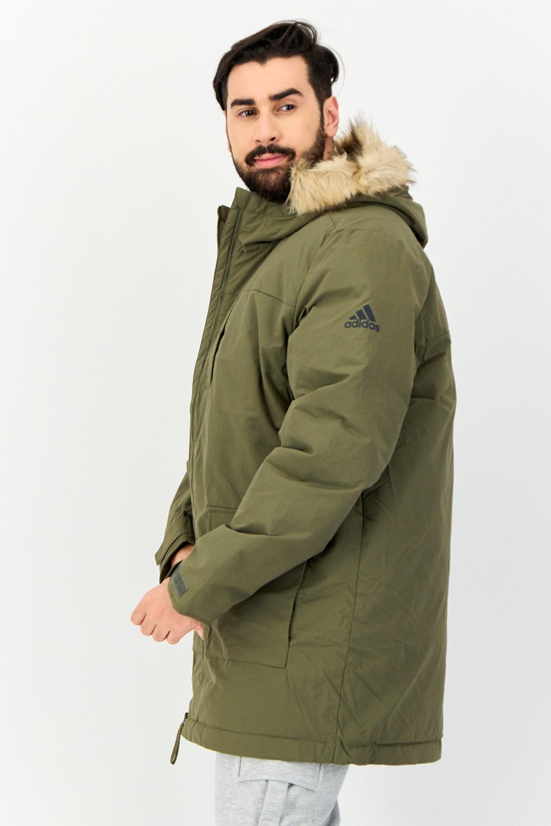 Adidas Men Sporstwear Fit Long Sleeve Outdoor Jacket, Olive - Image 4