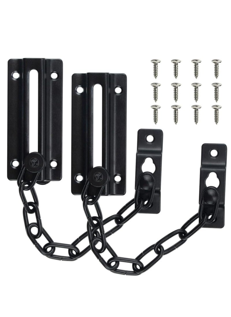 Excefore - Door Chain Lock, 2 Pack Chain Door Guard with Lock, Stainless Steel Door Latch with 12 Screws, Thickened Sturdy Door Latches Lock for Inside Door, Front Door, Pets Kids Safety - Image 1