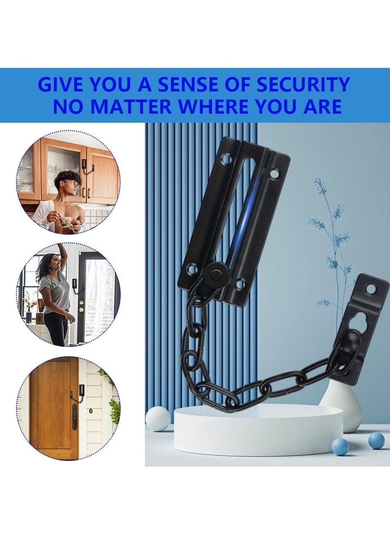 Excefore - Door Chain Lock, 2 Pack Chain Door Guard with Lock, Stainless Steel Door Latch with 12 Screws, Thickened Sturdy Door Latches Lock for Inside Door, Front Door, Pets Kids Safety - Image 1