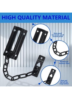 Excefore Door Chain Lock, 2 Pack Chain Door Guard with Lock, Stainless Steel Door Latch with 12 Screws, Thickened Sturdy Door Latches Lock for Inside Door, Front Door, Pets Kids Safety  - Image 4