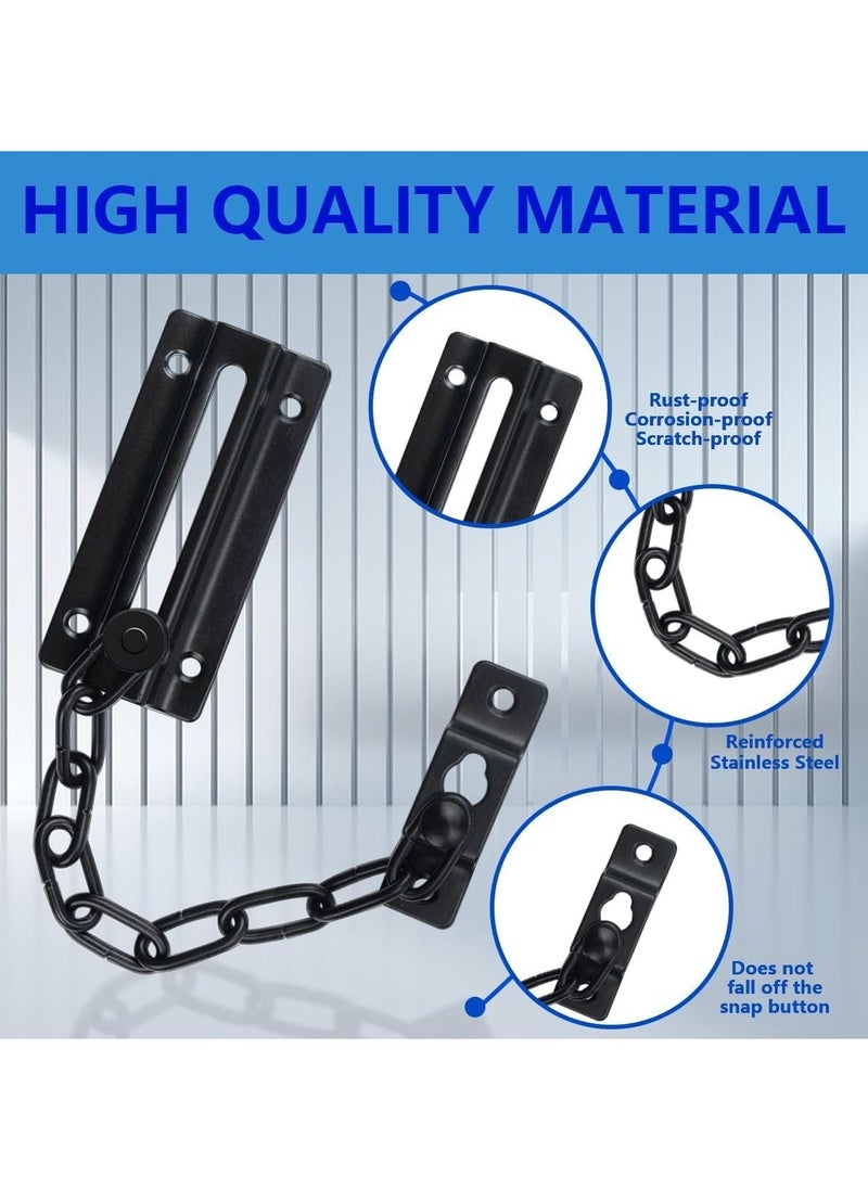 Excefore - Door Chain Lock, 2 Pack Chain Door Guard with Lock, Stainless Steel Door Latch with 12 Screws, Thickened Sturdy Door Latches Lock for Inside Door, Front Door, Pets Kids Safety - Image 1