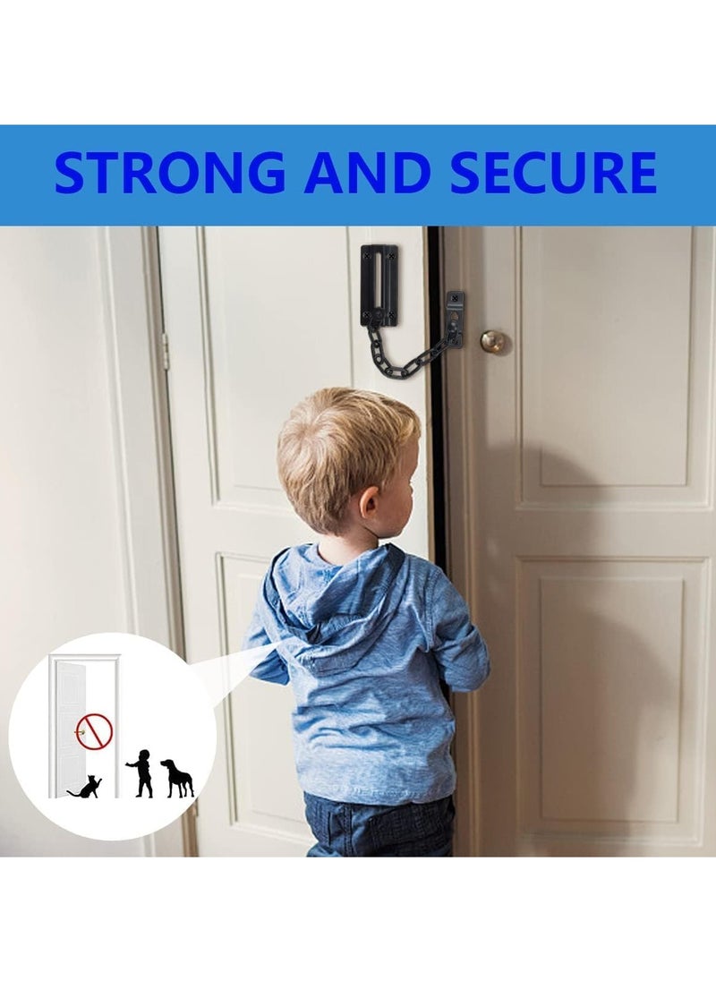 Excefore - Door Chain Lock, 2 Pack Chain Door Guard with Lock, Stainless Steel Door Latch with 12 Screws, Thickened Sturdy Door Latches Lock for Inside Door, Front Door, Pets Kids Safety - Image 1