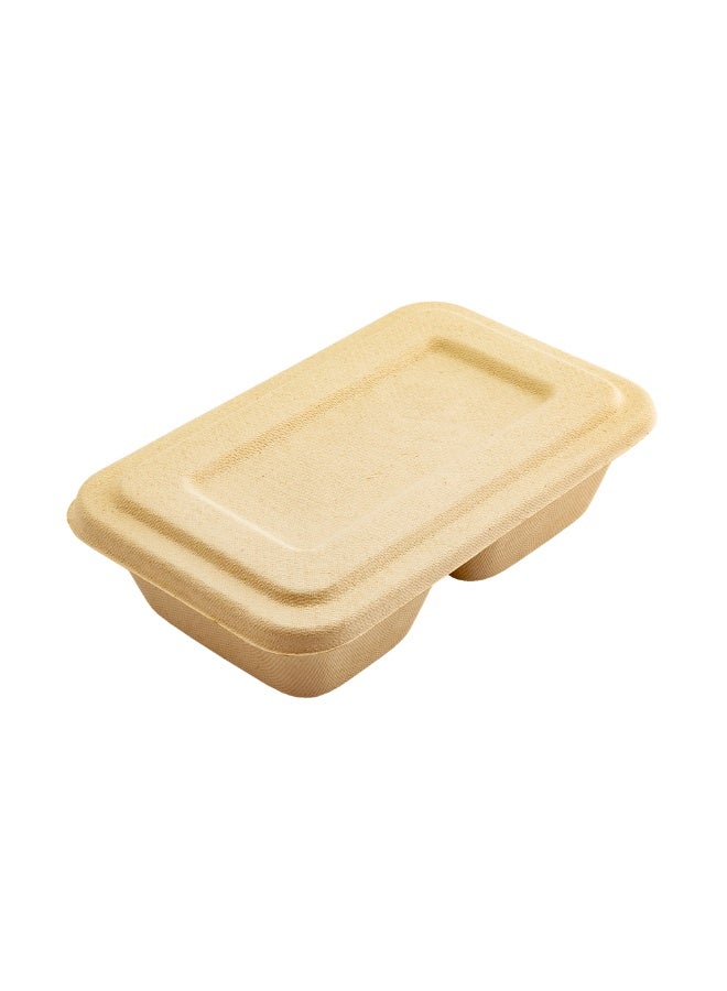 Restaurantware غطاء فقط: أغطية بلب تيك لحاويات الطعام ذات المقسمين، 100 غطاء من بلب قصب السكر لحاويات سعة 34 أونصة - الحاويات تباع بشكل منفصل، مصنوعة من قصب السكر - Image 1