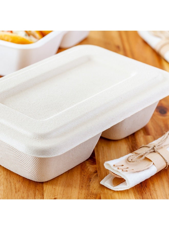 Restaurantware غطاء فقط: أغطية بلب تيك لحاويات الطعام ذات المقسمين، 100 غطاء من بلب قصب السكر لحاويات سعة 34 أونصة - الحاويات تباع بشكل منفصل، مصنوعة من قصب السكر - Image 3