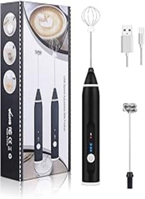 Hyper Stock Rechargeable Electric Milk Whisker, Handheld Beverage Mixer, with USB Charging and 2 Stainless Steel Whiskers for Coffee and Eggs, Coffee,Latte,Cappuccino and Milk with Adjustable 3 Speeds