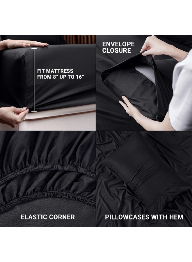 Utopia Bedding Utopia Bedding Twin Bed Sheets Set - 3 Piece Bedding - Brushed Microfiber - Shrinkage and Fade Resistant - Easy Care (Twin, Black) - Image 4