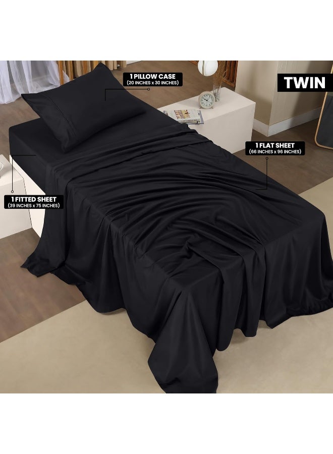 Utopia Bedding Utopia Bedding Twin Bed Sheets Set - 3 Piece Bedding - Brushed Microfiber - Shrinkage and Fade Resistant - Easy Care (Twin, Black) - Image 2