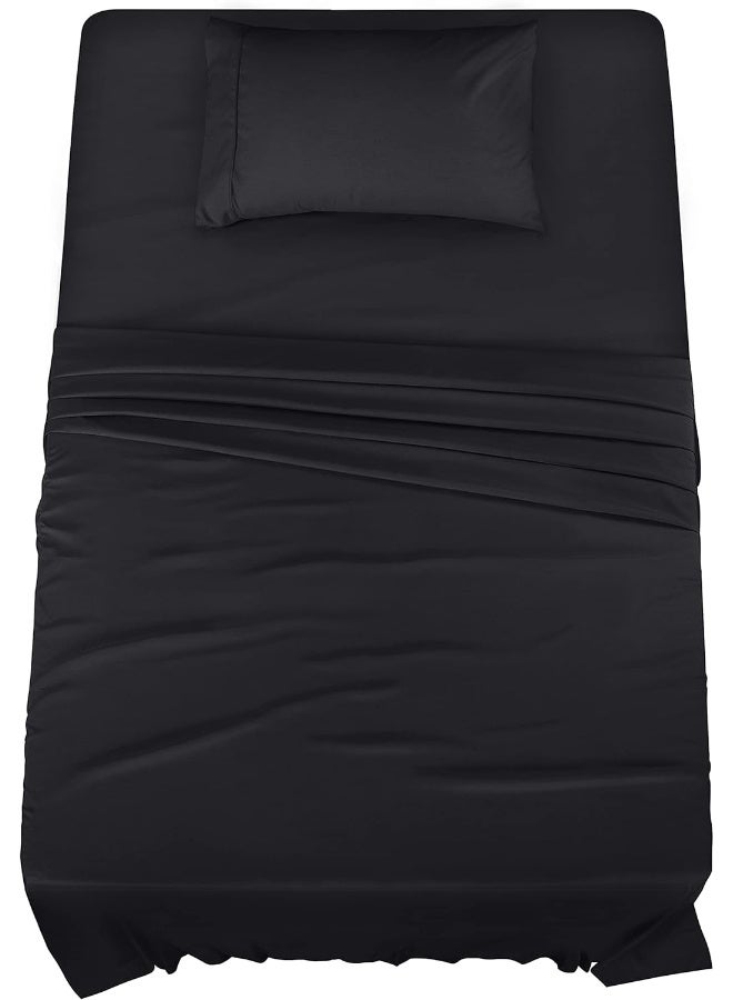 Utopia Bedding Utopia Bedding Twin Bed Sheets Set - 3 Piece Bedding - Brushed Microfiber - Shrinkage and Fade Resistant - Easy Care (Twin, Black) - Image 5