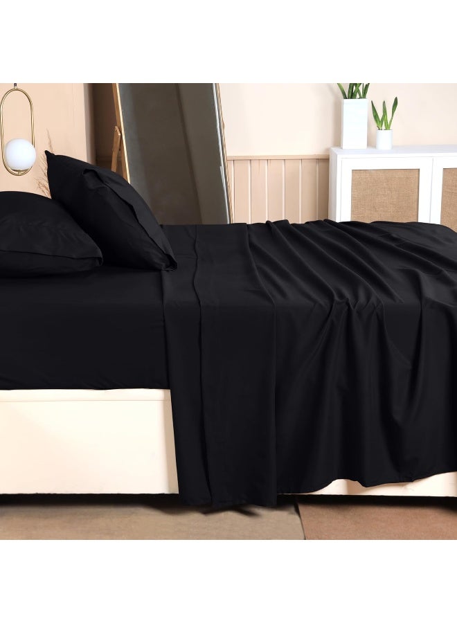 Utopia Bedding Utopia Bedding Twin Bed Sheets Set - 3 Piece Bedding - Brushed Microfiber - Shrinkage and Fade Resistant - Easy Care (Twin, Black) - Image 3